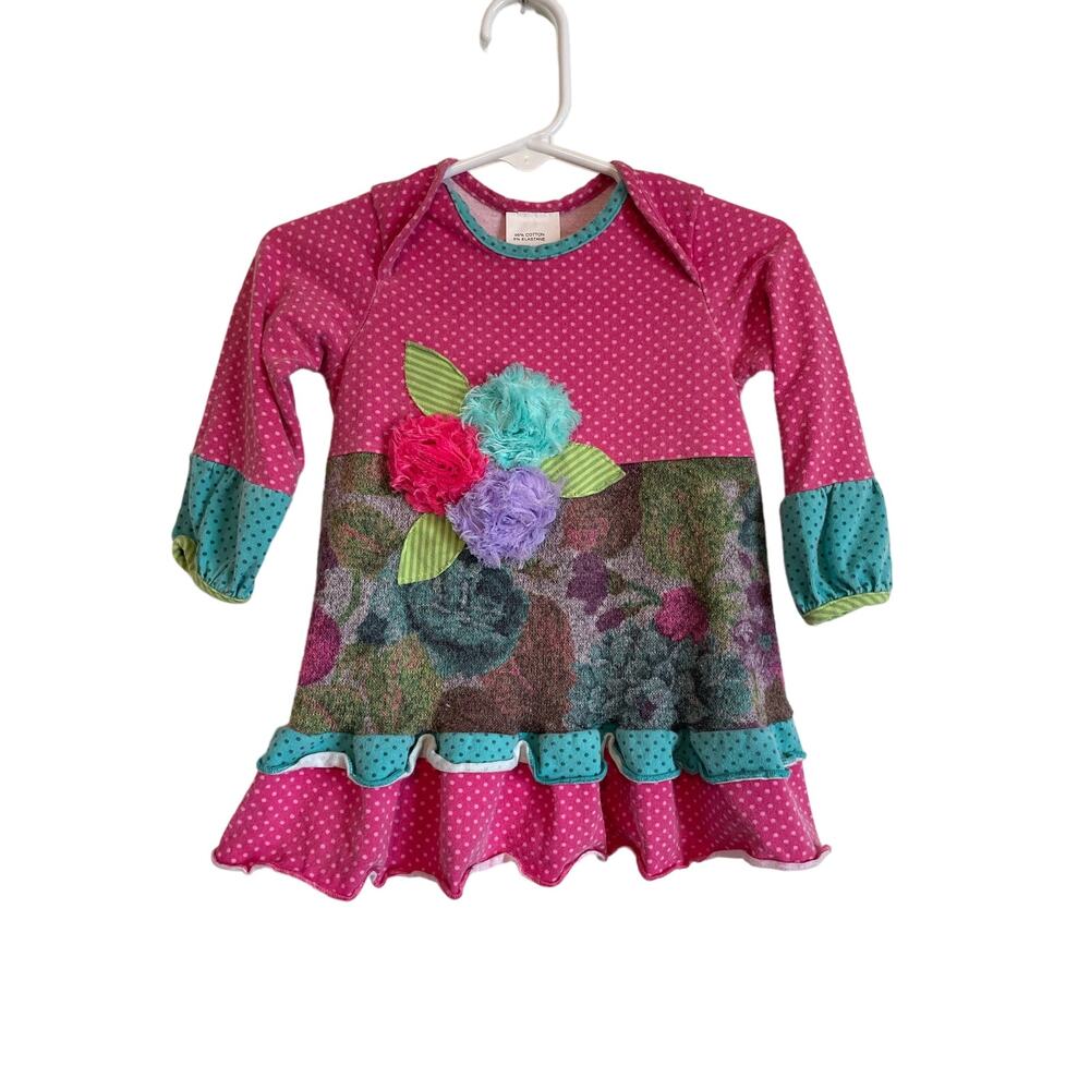 Roki & Zoi long sleeve dress ruffled colorful embellished polka dot Size 12 mon